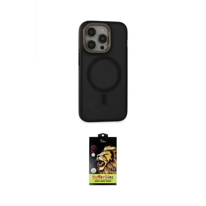 ieg™ iPhone 14 Pro Kılıf Ahenk Form Serisi - Siyah Buffer Cam Ekran Koruyucu
