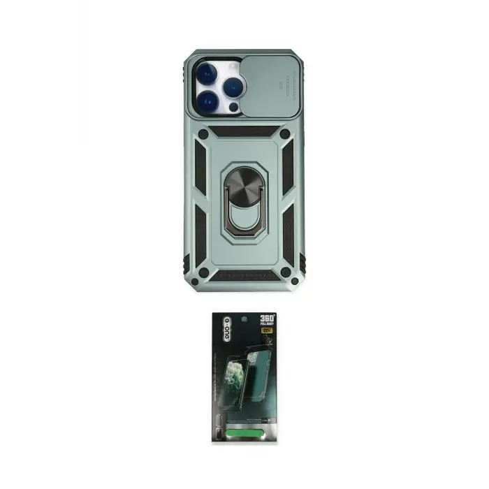 ieg™ iPhone 14 Pro Kılıf Ahenk Klasik - Siyah 360 Mat Full Body Arka Koruyucu