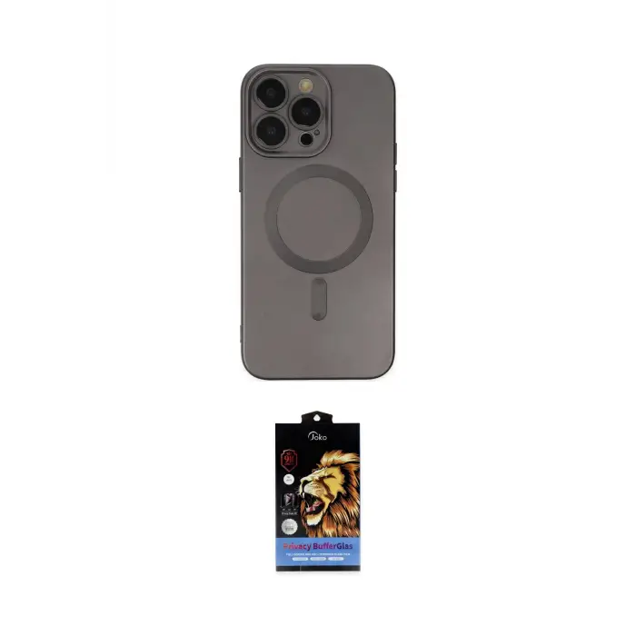 ieg™ iPhone 14 Pro Kılıf Akış Minimal Özel Seri - Siyah Buffer Hayalet Cam Ekran Koruyucu