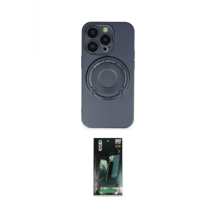 ieg™ iPhone 14 Pro Kılıf Eksen Klasik Prime - Siyah 360 Mat Full Body Arka Koruyucu