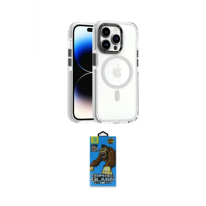 ieg™ iPhone 14 Pro Kılıf Kozmos Doku Koleksiyonu - Siyah 18D Cam Ekran Koruyucu