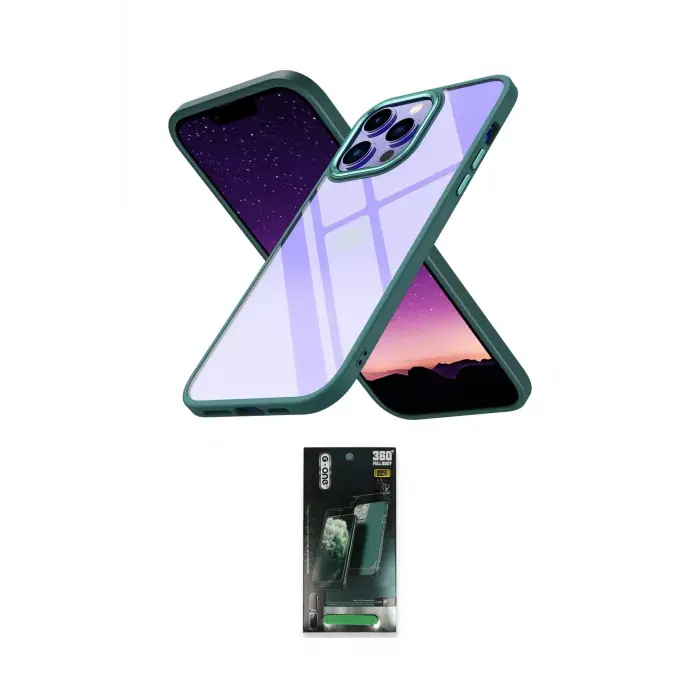 ieg™ iPhone 14 Pro Kılıf Nova Işık Serisi - Siyah 360 Mat Full Body Arka Koruyucu