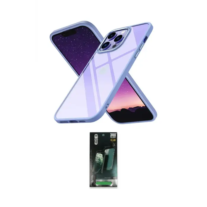 ieg™ iPhone 14 Pro Kılıf Nova Işık Serisi - Siyah 360 Mat Full Body Arka Koruyucu
