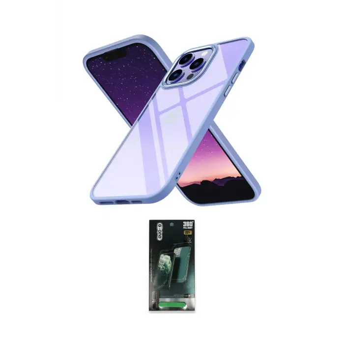 ieg™ iPhone 14 Pro Kılıf Nova Işık Serisi - Siyah 360 Mat Full Body Arka Koruyucu