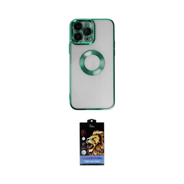 ieg™ iPhone 14 Pro Kılıf Pusula Form - Siyah Buffer Hayalet Cam Ekran Koruyucu