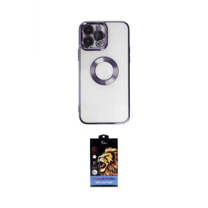 ieg™ iPhone 14 Pro Kılıf Pusula Form - Siyah Buffer Hayalet Cam Ekran Koruyucu
