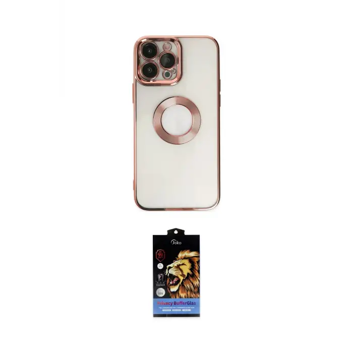 ieg™ iPhone 14 Pro Kılıf Pusula Form - Siyah Buffer Hayalet Cam Ekran Koruyucu
