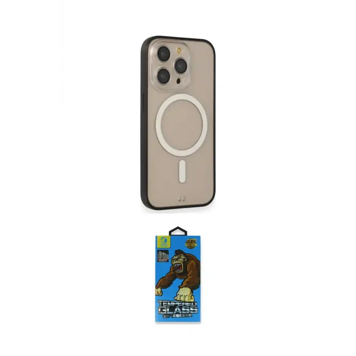 ieg™ iPhone 14 Pro Kılıf Siluet Işık Koleksiyonu - Siyah 18D Cam Ekran Koruyucu