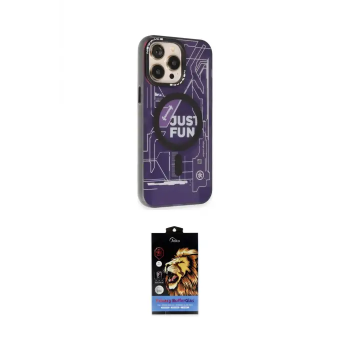 ieg™ iPhone 14 Pro Kılıf Siluet Modern Koleksiyonu - Siyah Buffer Hayalet Cam Ekran Koruyucu