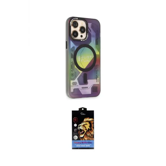ieg™ iPhone 14 Pro Kılıf Siluet Modern Koleksiyonu - Siyah Buffer Hayalet Cam Ekran Koruyucu