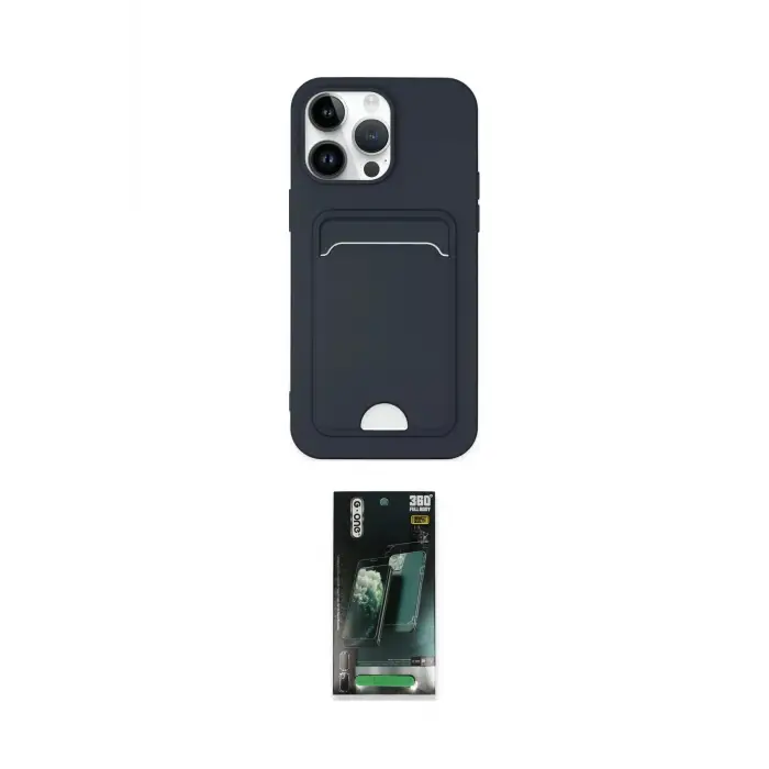 ieg™ iPhone 14 Pro Kılıf Vadi Çizgi Prime - Siyah 360 Mat Full Body Arka Koruyucu