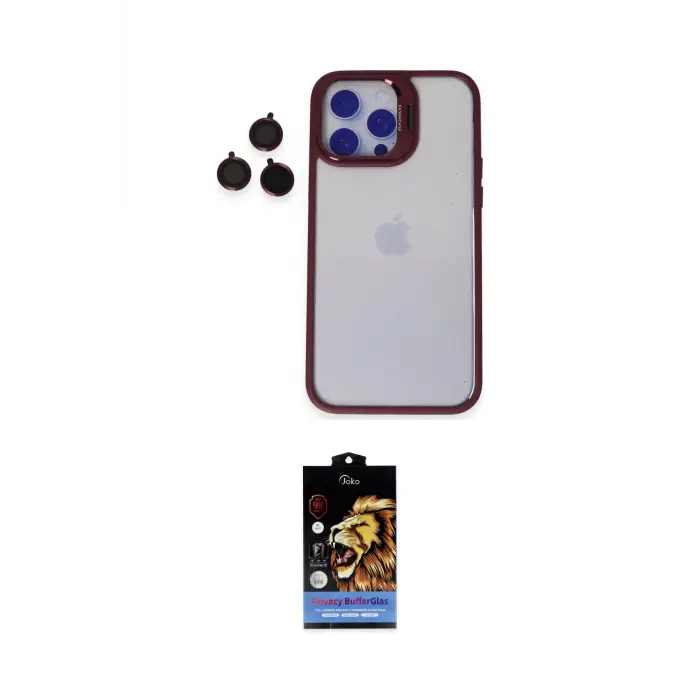 ieg™ iPhone 14 Pro Kılıf Yankı Asil Serisi - Siyah Buffer Hayalet Cam Ekran Koruyucu