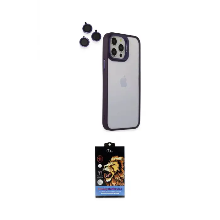 ieg™ iPhone 14 Pro Kılıf Yankı Asil Serisi - Siyah Buffer Hayalet Cam Ekran Koruyucu