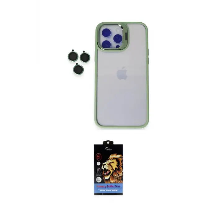 ieg™ iPhone 14 Pro Kılıf Yankı Asil Serisi - Siyah Buffer Hayalet Cam Ekran Koruyucu