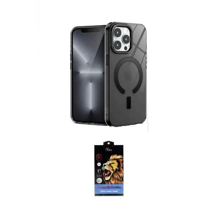 ieg™ iPhone 14 Pro Kılıf Yankı Çizgi - Siyah Buffer Hayalet Cam Ekran Koruyucu