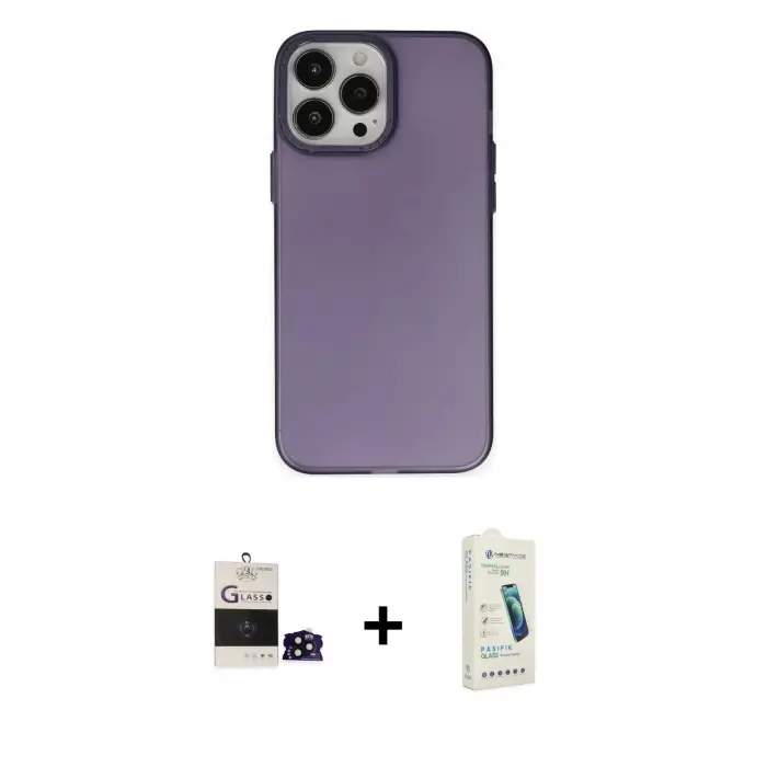 ieg™ iPhone 14 Pro Max Kılıf Ahenk Çizgi Prime - Şeffaf Pasifik Cam Ekran Koruyucu + Bilvis Titan Kamera Lens - SH