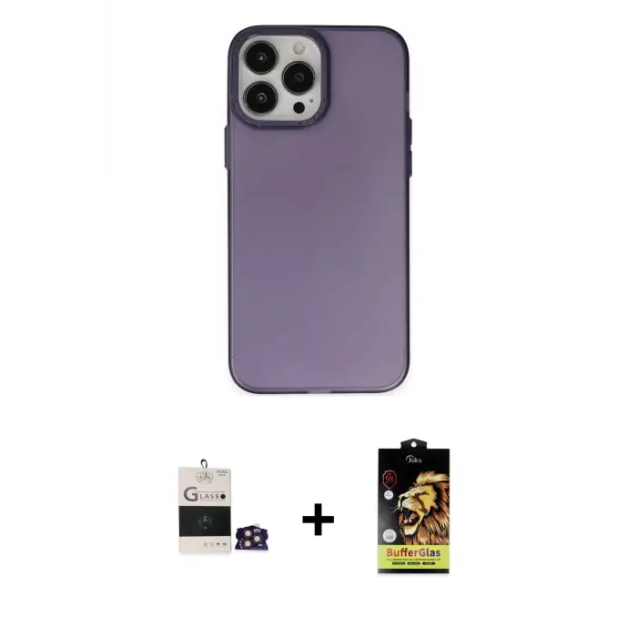 ieg™ iPhone 14 Pro Max Kılıf Ahenk Çizgi Prime - Siyah Buffer Cam Ekran Koruyucu + Bilvis Titan Kamera Lens - GD