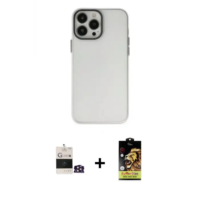 ieg™ iPhone 14 Pro Max Kılıf Ahenk Çizgi Prime - Siyah Buffer Cam Ekran Koruyucu + Bilvis Titan Kamera Lens - GD