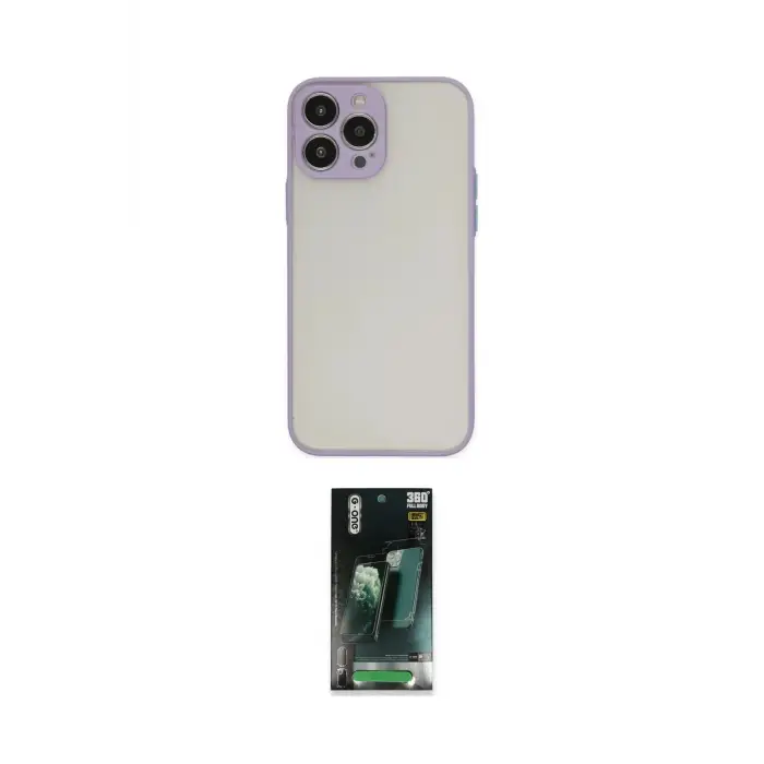 ieg™ iPhone 14 Pro Max Kılıf Ahenk Çizgi Serisi - Şeffaf 360 Full Body Arka Koruyucu