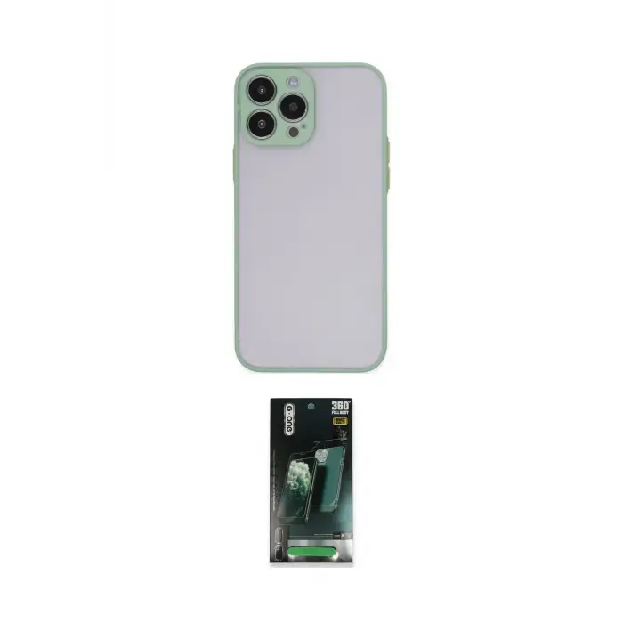ieg™ iPhone 14 Pro Max Kılıf Ahenk Çizgi Serisi - Şeffaf 360 Full Body Arka Koruyucu