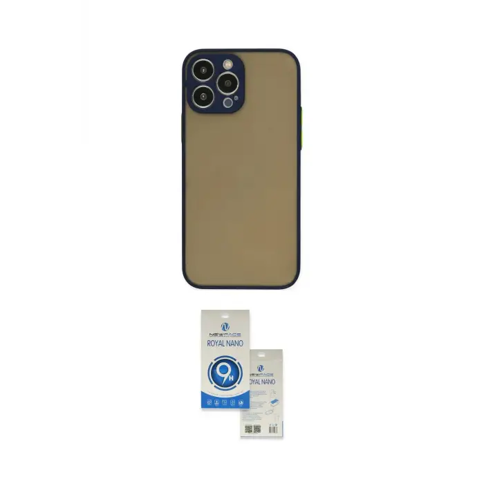 ieg™ iPhone 14 Pro Max Kılıf Ahenk Çizgi Serisi - Şeffaf Royal Nano Ekran Koruyucu
