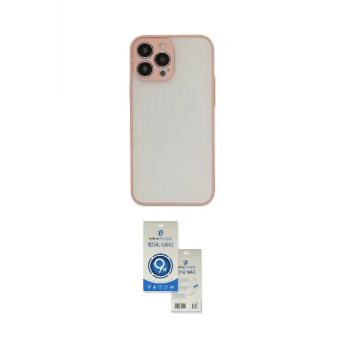 ieg™ iPhone 14 Pro Max Kılıf Ahenk Çizgi Serisi - Şeffaf Royal Nano Ekran Koruyucu