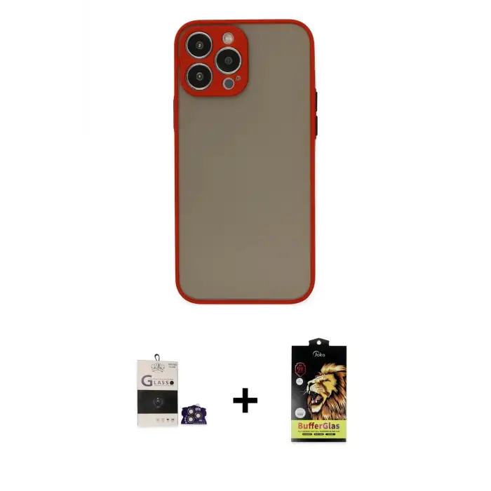 ieg™ iPhone 14 Pro Max Kılıf Ahenk Çizgi Serisi - Siyah Buffer Cam Ekran Koruyucu + Bilvis Titan Kamera Lens - GS