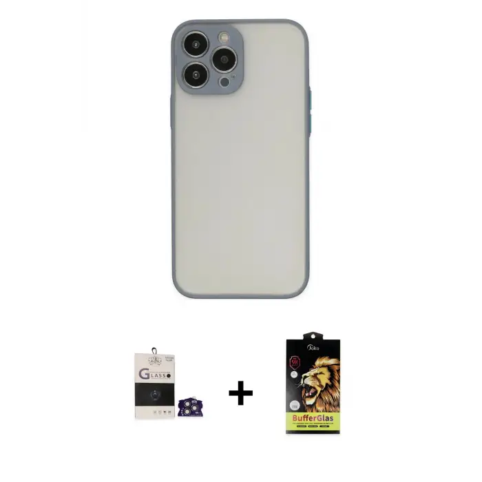 ieg™ iPhone 14 Pro Max Kılıf Ahenk Çizgi Serisi - Siyah Buffer Cam Ekran Koruyucu + Bilvis Titan Kamera Lens - GS