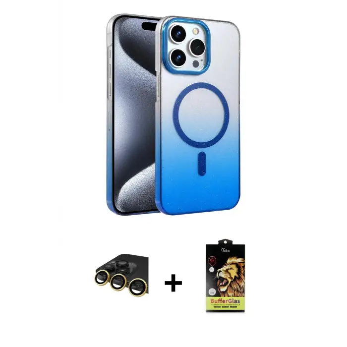 ieg™ iPhone 14 Pro Max Kılıf Ahenk Doku Özel Seri - Siyah Buffer Cam Ekran Koruyucu + Raze Metal Kamera Lens - GD
