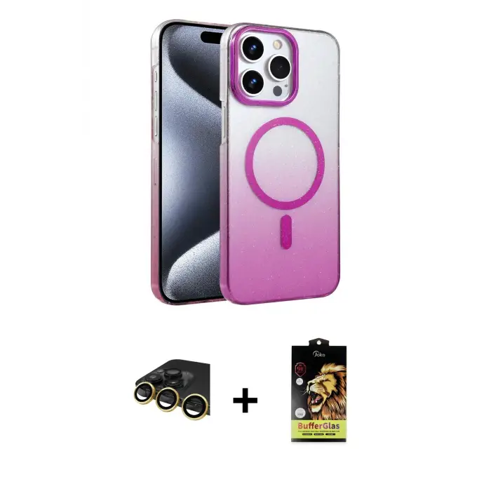 ieg™ iPhone 14 Pro Max Kılıf Ahenk Doku Özel Seri - Siyah Buffer Cam Ekran Koruyucu + Raze Metal Kamera Lens - GD