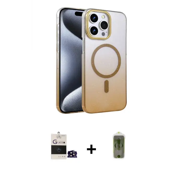 ieg™ iPhone 14 Pro Max Kılıf Ahenk Doku Özel Seri - Siyah Joko Magic 5D Hayalet Cam + Bilvis Titan Kamera Lens - SH