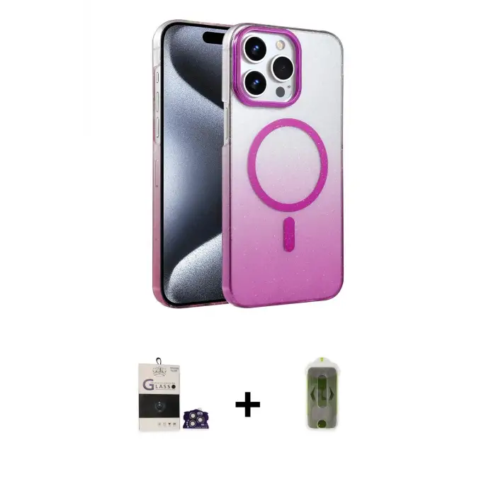 ieg™ iPhone 14 Pro Max Kılıf Ahenk Doku Özel Seri - Siyah Joko Magic 5D Hayalet Cam + Bilvis Titan Kamera Lens - GS