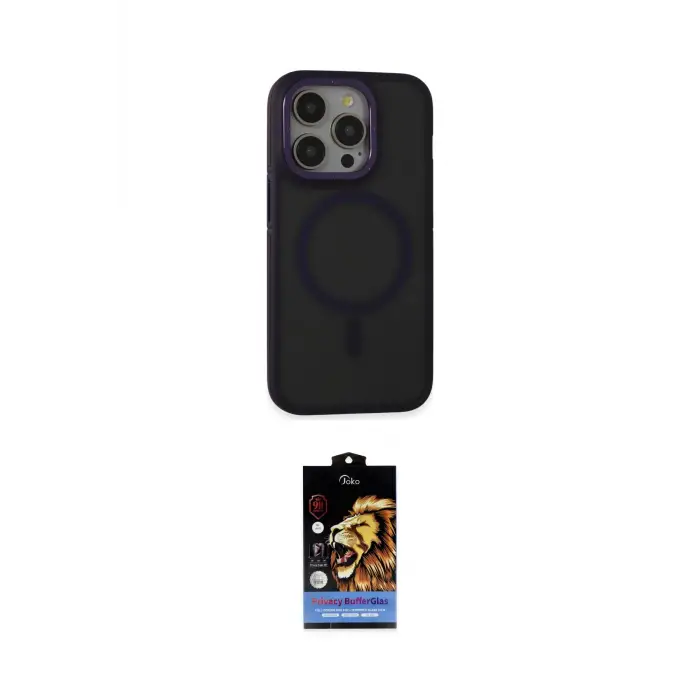 ieg™ iPhone 14 Pro Max Kılıf Ahenk Form Serisi - Siyah Buffer Hayalet Cam Ekran Koruyucu