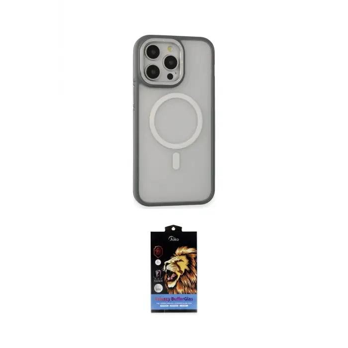 ieg™ iPhone 14 Pro Max Kılıf Ahenk Form Serisi - Siyah Buffer Hayalet Cam Ekran Koruyucu