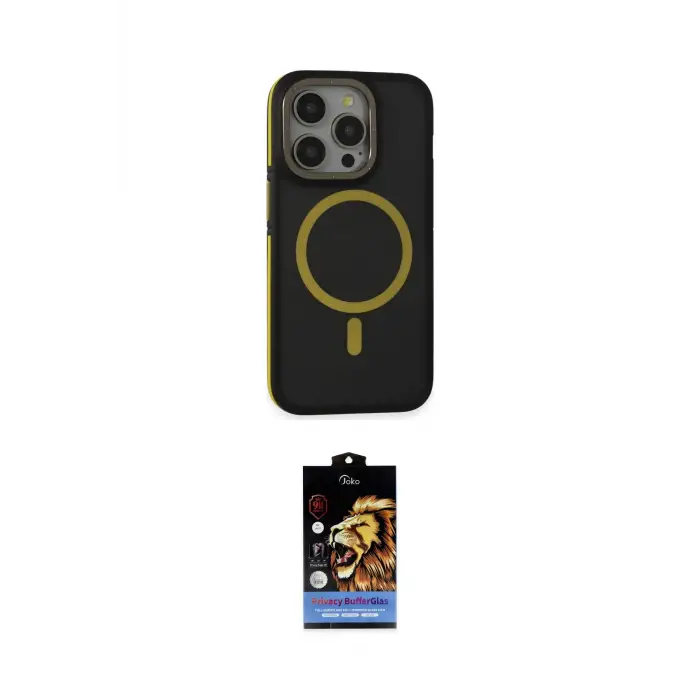 ieg™ iPhone 14 Pro Max Kılıf Ahenk Form Serisi - Siyah Buffer Hayalet Cam Ekran Koruyucu