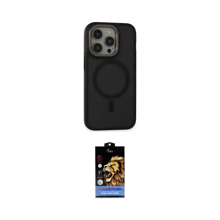 ieg™ iPhone 14 Pro Max Kılıf Ahenk Form Serisi - Siyah Buffer Hayalet Cam Ekran Koruyucu