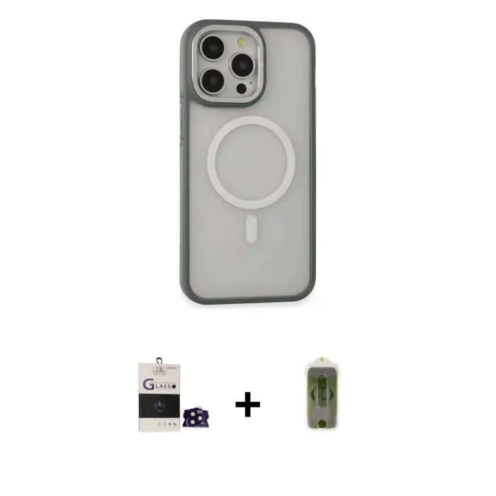 ieg™ iPhone 14 Pro Max Kılıf Ahenk Form Serisi - Siyah Joko Magic 5D Hayalet Cam + Bilvis Titan Kamera Lens - SH