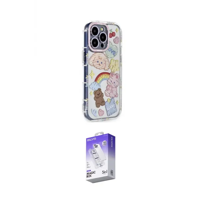 ieg™ iPhone 14 Pro Max Kılıf Ahenk Modern Serisi - Siyah Bilvis 5in1 3D Magic Cam Ekran Koruyucu
