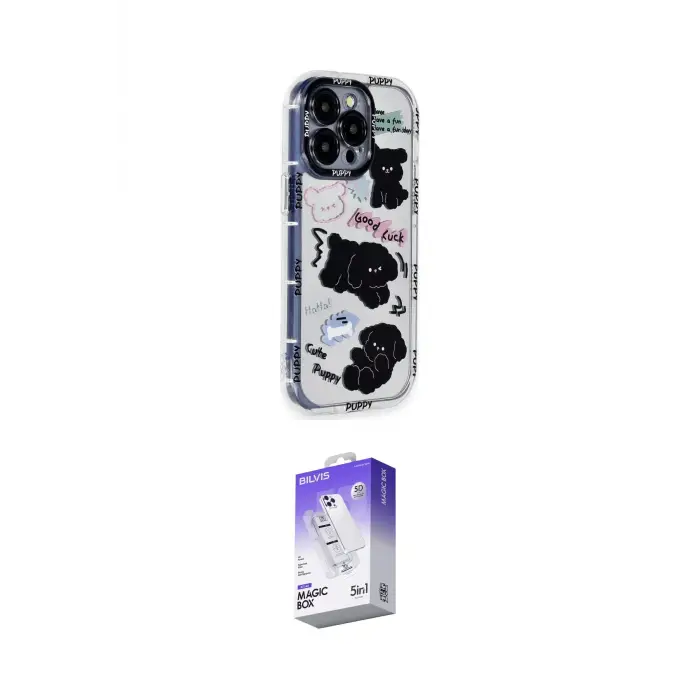 ieg™ iPhone 14 Pro Max Kılıf Ahenk Modern Serisi - Siyah Bilvis 5in1 3D Magic Cam Ekran Koruyucu