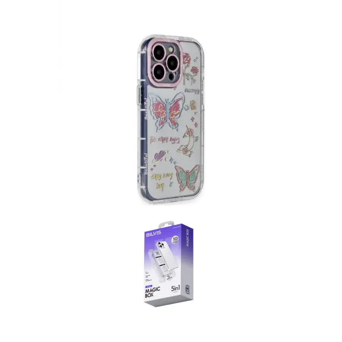 ieg™ iPhone 14 Pro Max Kılıf Ahenk Modern Serisi - Siyah Bilvis 5in1 3D Magic Cam Ekran Koruyucu
