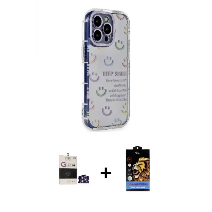 ieg™ iPhone 14 Pro Max Kılıf Ahenk Modern Serisi - Siyah Buffer Hayalet Cam Ekran Koruyucu + Bilvis Titan Kamera Lens - GS
