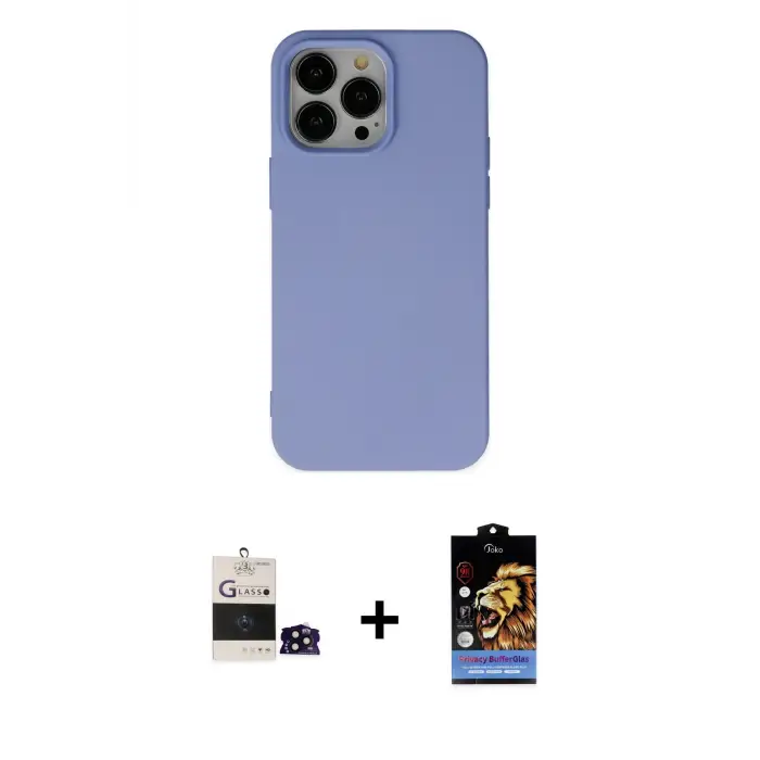 ieg™ iPhone 14 Pro Max Kılıf Ahenk Serisi - Siyah Buffer Hayalet Cam Ekran Koruyucu + Bilvis Titan Kamera Lens - SH
