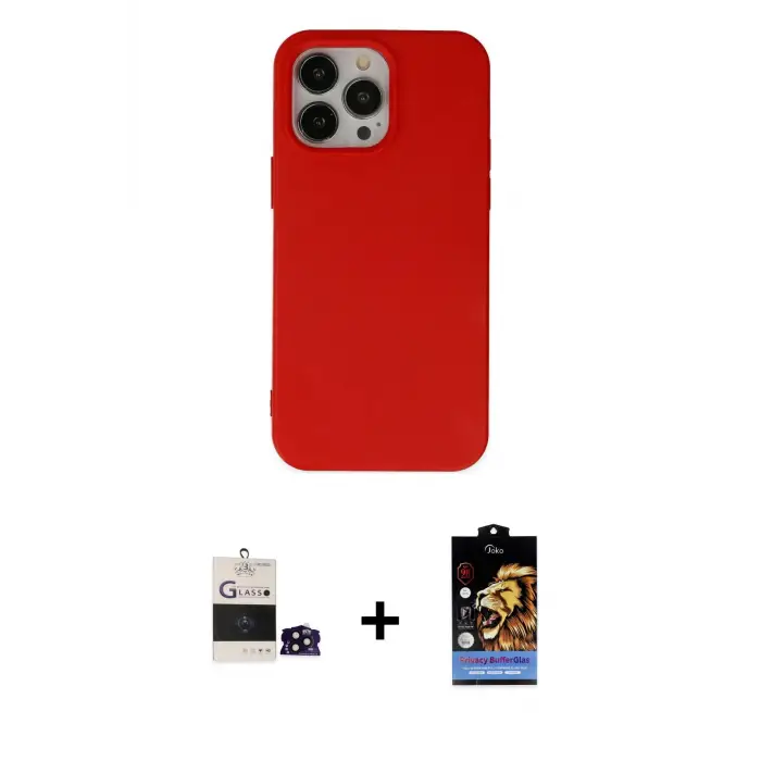ieg™ iPhone 14 Pro Max Kılıf Ahenk Serisi - Siyah Buffer Hayalet Cam Ekran Koruyucu + Bilvis Titan Kamera Lens - SH