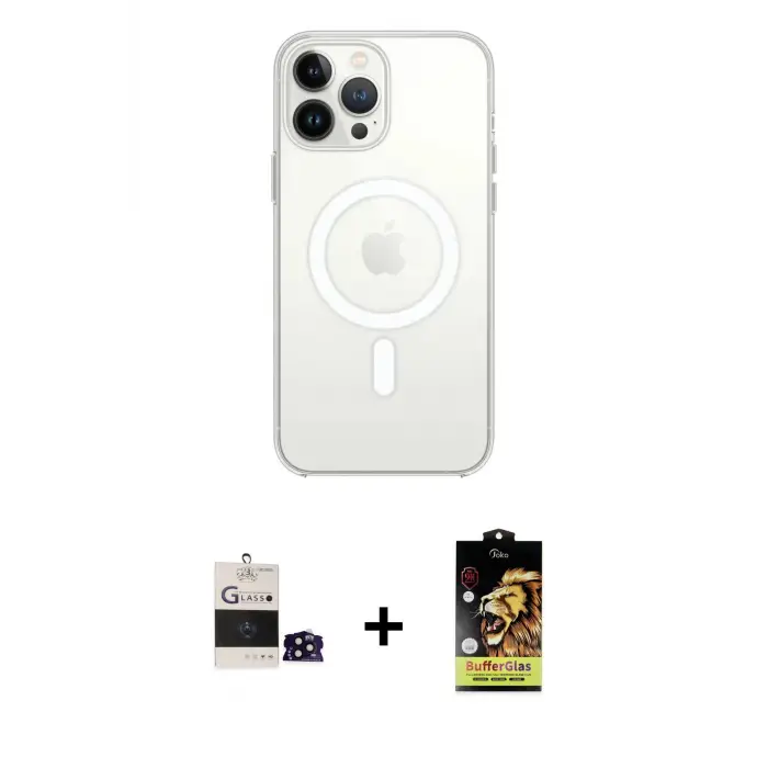 ieg™ iPhone 14 Pro Max Kılıf Ahenk Yansıma Prime - Siyah Buffer Cam Ekran Koruyucu + Bilvis Titan Kamera Lens - SH