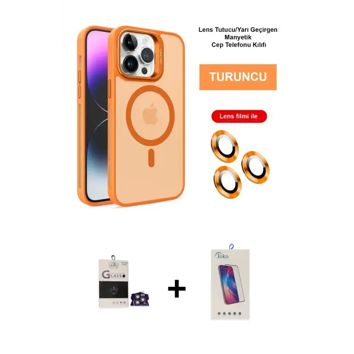 ieg™ iPhone 14 Pro Max Kılıf Akış Form - Siyah Joko 5D Cam + Bilvis Titan Kamera Lens - GS
