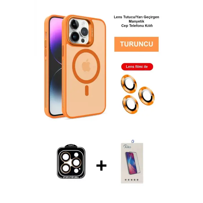 ieg™ iPhone 14 Pro Max Kılıf Akış Form - Siyah Joko 5D Cam + PVD Metal Kamera Lens - TU