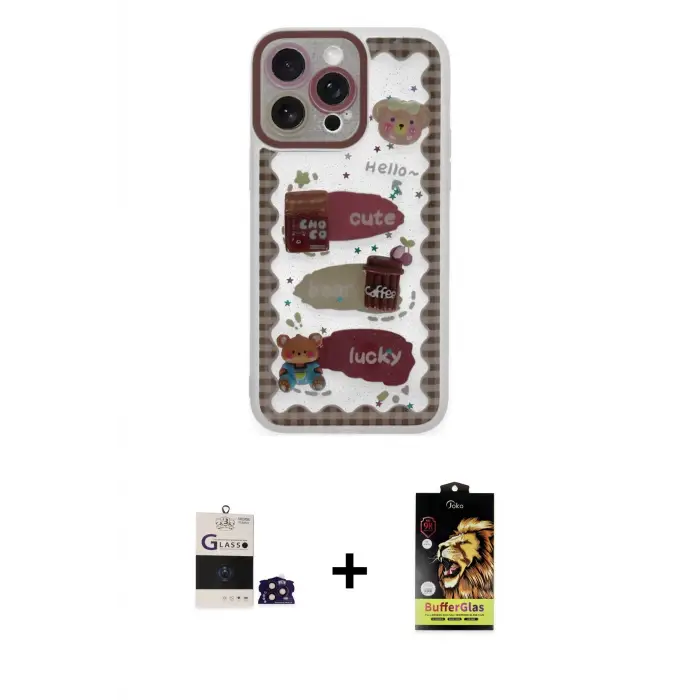ieg™ iPhone 14 Pro Max Kılıf Çekirdek Asil - Siyah Buffer Cam Ekran Koruyucu + Bilvis Titan Kamera Lens - DNMR