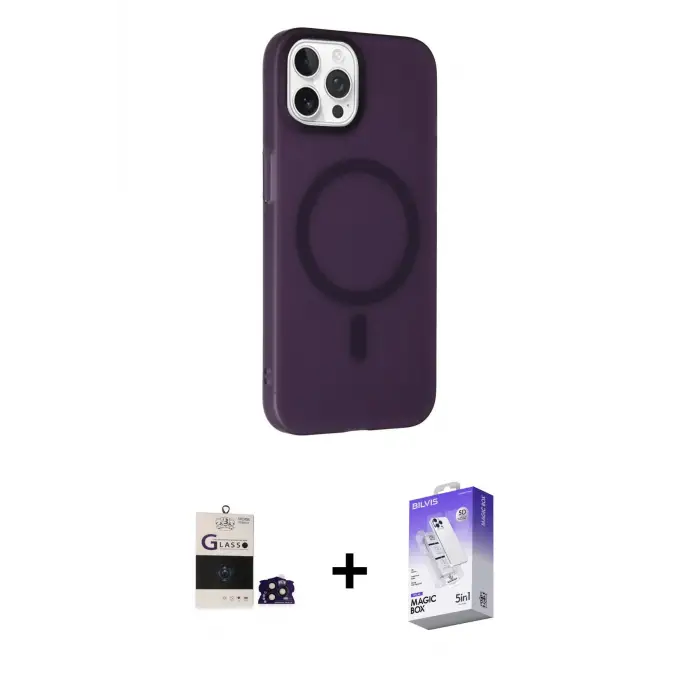 ieg™ iPhone 14 Pro Max Kılıf Çekirdek Modern Prime - Siyah Bilvis 5in1 3D Magic Cam Ekran Koruyucu + Bilvis Titan Kamera Lens - DNMR