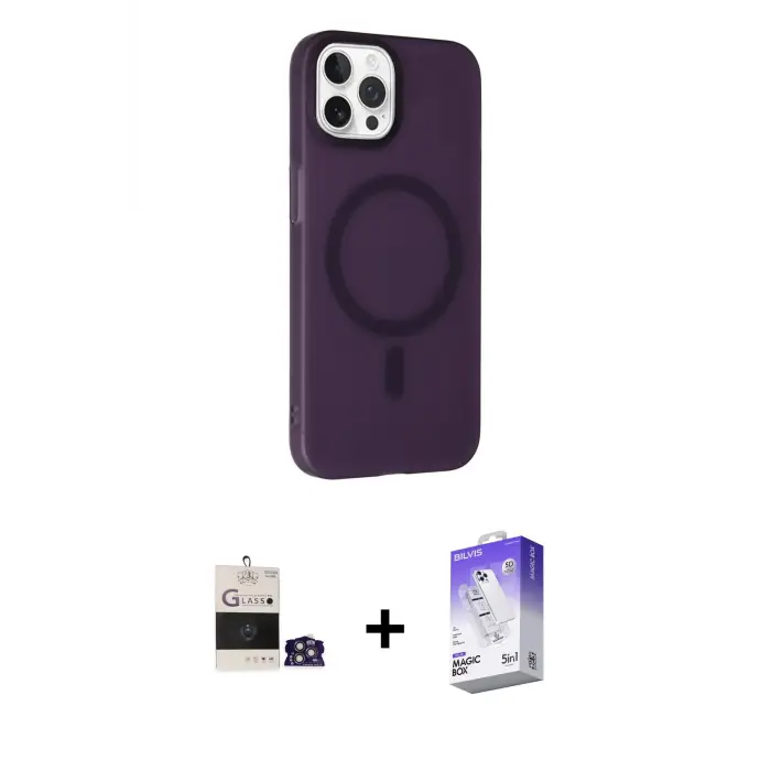 ieg™ iPhone 14 Pro Max Kılıf Çekirdek Modern Prime - Siyah Bilvis 5in1 3D Magic Cam Ekran Koruyucu + Bilvis Titan Kamera Lens - GS