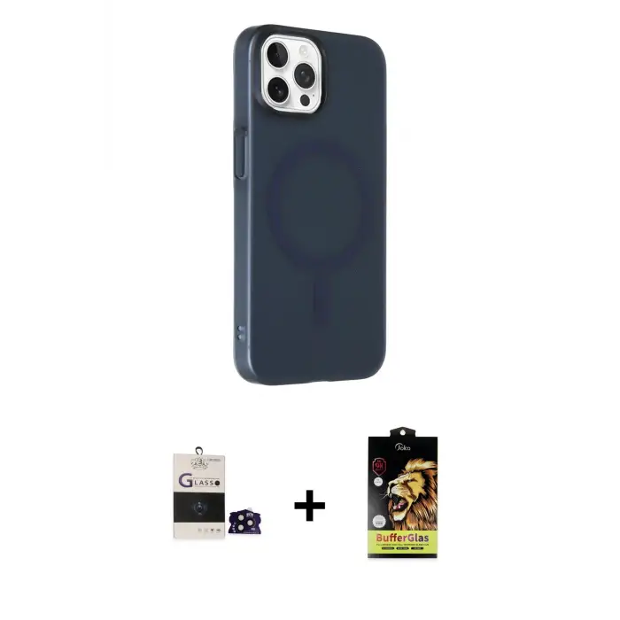 ieg™ iPhone 14 Pro Max Kılıf Çekirdek Modern Prime - Siyah Buffer Cam Ekran Koruyucu + Bilvis Titan Kamera Lens - SH